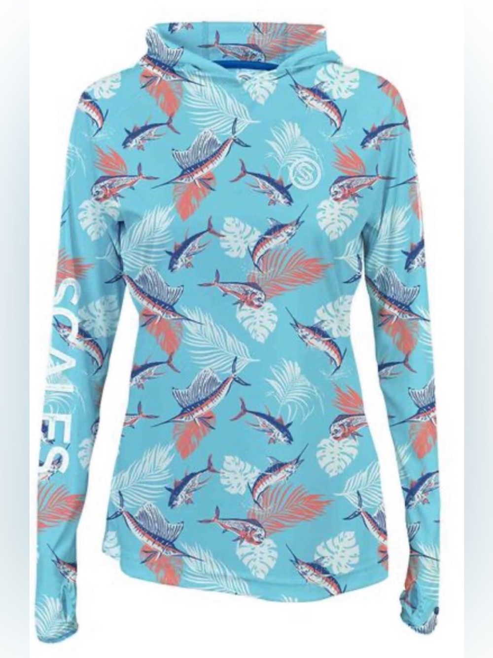 Scales Tropical Slam Women’s Hooded Pro Performance Shirt NWT